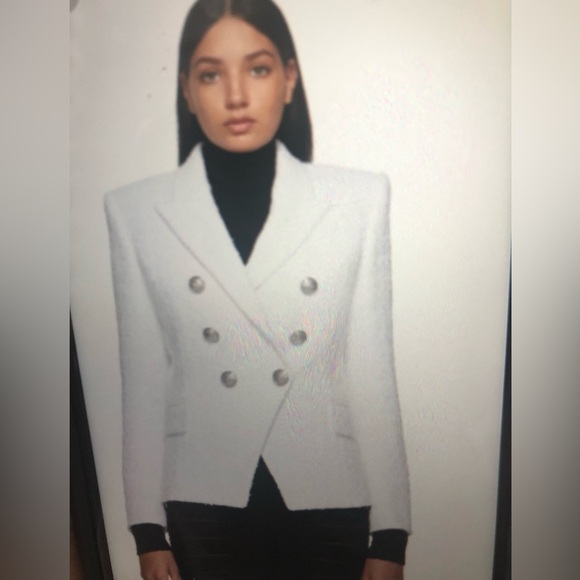 NWT Balmain Cream Double-Breasted Blazer with Silver Buttons. Size 34 - Picture 3 of 12